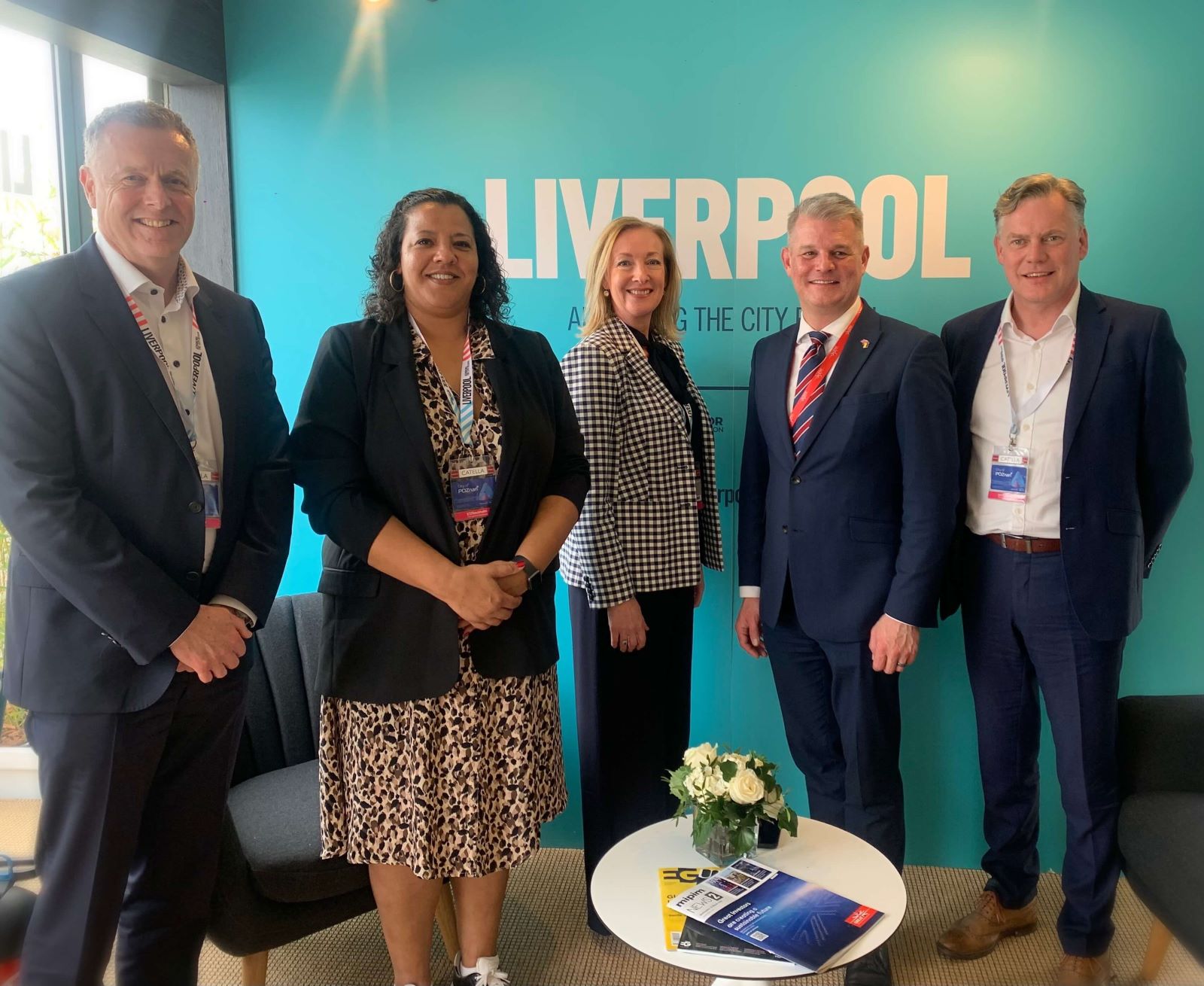 l-r: Liverpool City Council CEO, Tony Reeves, Mayor of Liverpool, Joanne Anderson, Liverpool City Region Combined Authority CEO, Katherine Fairclough, Stuart Andrew MP, UK Housing Minister and Liverpool Place Partnership Chair & Principal and Managing Director of Avison Young │UK #Liverpool, Stephen Cowperthwaite.