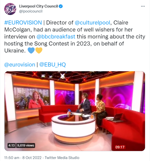 BBC interviews Culture Liverpool Director, Claire McColgan following Liverpool securing the opportunity to host Eurovision 2023